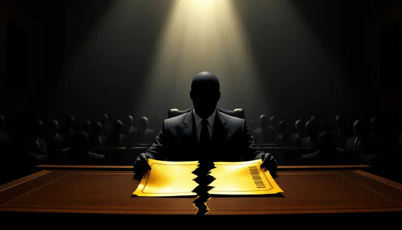 A lone executive faces a panel of lawmakers in a dramatic congressional hearing room