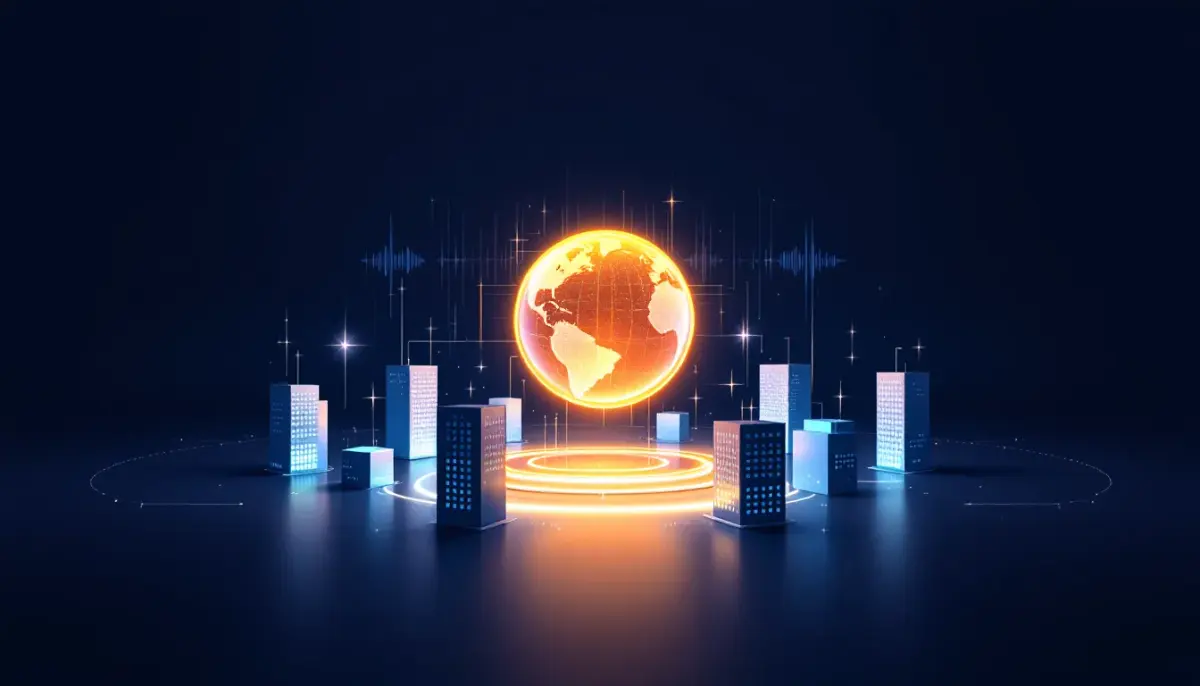 Spotify logo glowing on a dark background with digital sound waves and AI circuit patterns surrounding it.