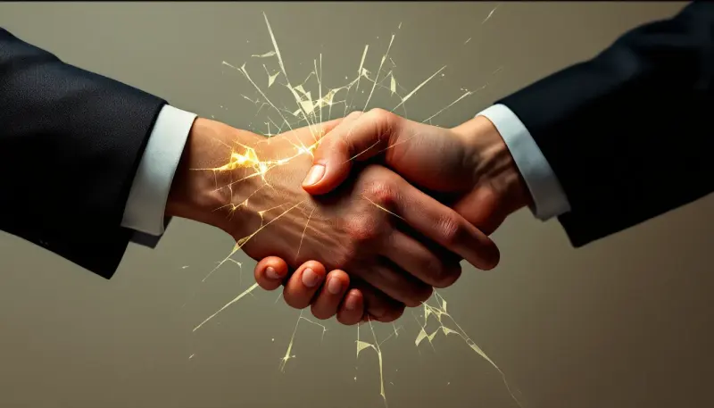 A strained handshake between artist and executive over a cracking concert ticket